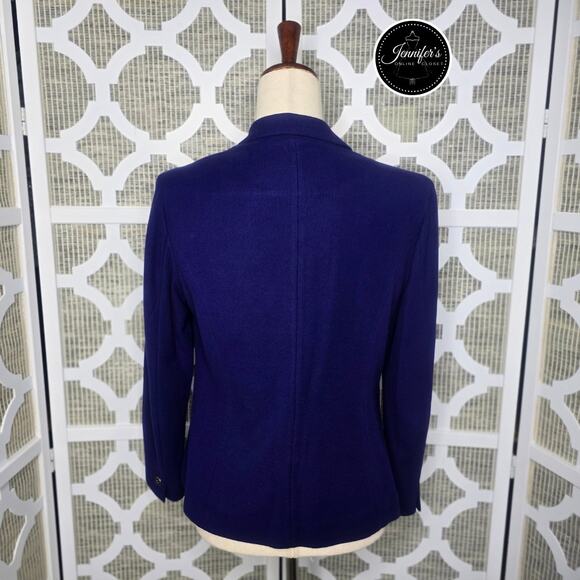Chico's Purple Blue Pique Knit Notch Collar Zipper Accent Blazer Size 1=M/8 - Picture 9 of 13